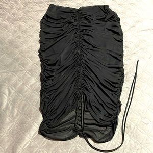 Black ruched pencil skirt